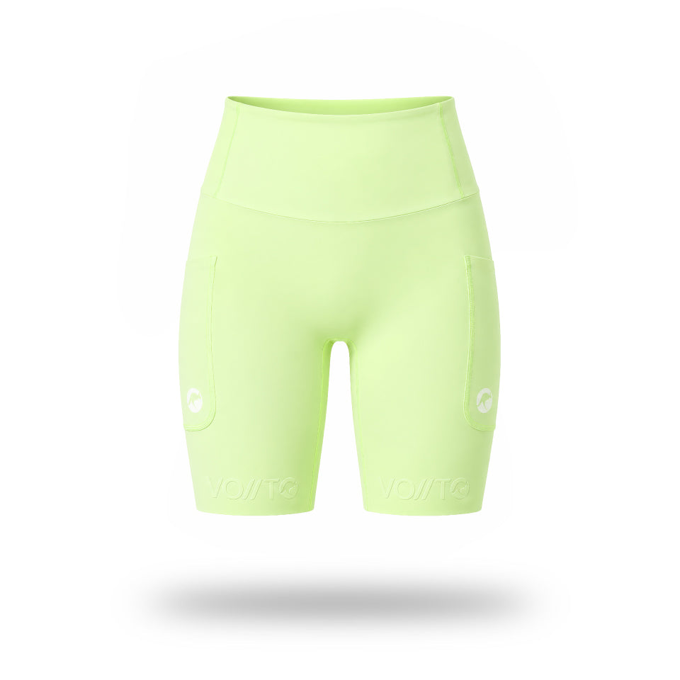 Short Pro Running Dama Largo Verde Limón
